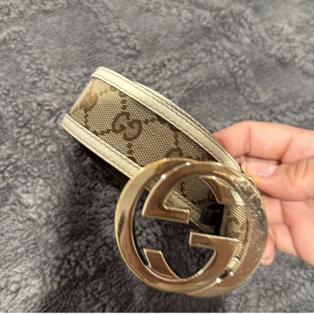 Gucci Tan and Gold Women's Belt